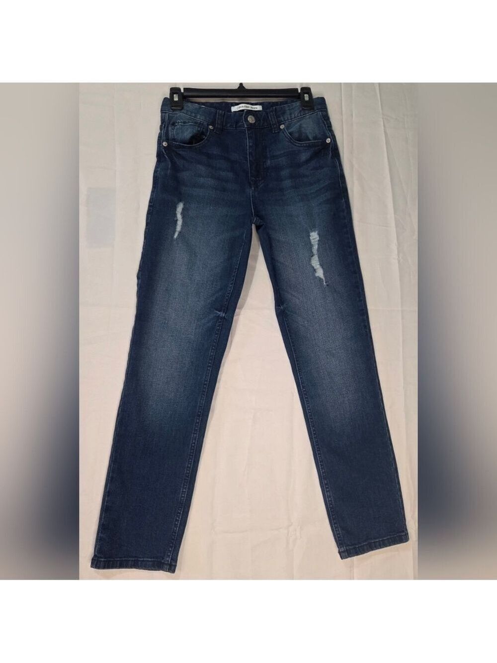 Calvin Klein Jeans Distressed Skinny Denim Womens Casual Chic Effortless Style